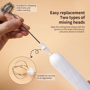 カスタム2in1電気泡立て器ステンレス鋼ミルク泡立て器フォームメーカーキッチンエッグミキサービーターハンドヘルド自動コーヒー泡立て器 - Product Image 5