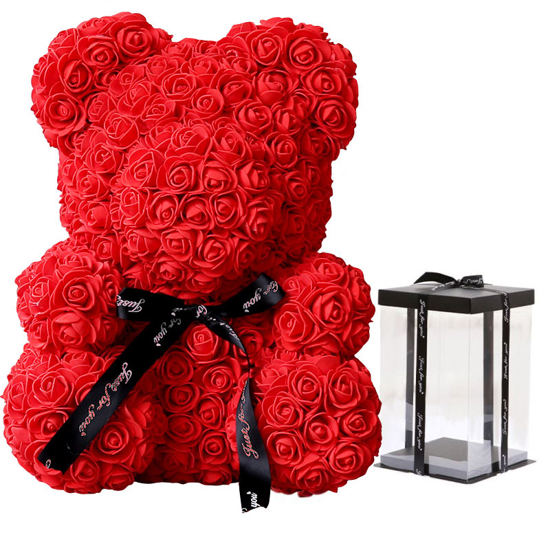 Inunion Thiết Kế Phổ Biến 25Cm 40Cm 60Cm Rose Teddy Bear Với Hộp Quà Tặng, Quà Tặng Valentine Hoa Nhân Tạo Foam Teddy Rose Bear