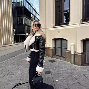 Áo khoác da lộn thời trang nữ 2025 kiểu ngắn, <span class=keywords><strong>size</strong></span> lớn cho nữ, gái, phụ nữ, mùa đông, ấm áp, giá xuất xưởng, có thể đặt may theo yêu cầu - Product Image 3