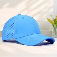 Casquette de baseball respirante ajourée printemps/été ; Casquette unisexe d'extérieur en PVC à 6 panneaux style Instagram perforée au laser