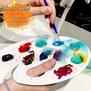 <span class=keywords><strong>Palette</strong></span> de plateau de peinture en plastique ovale classique avec trou pour le pouce pour adultes et enfants, peinture ou bricolage - Product Image 3