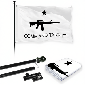 Bandera de rifle G128 de 3x5 pies con mástil giratorio antienredos de 6 pies, bandera de poliéster negra impresa para uso en exteriores - Product Image 1