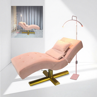 Lit de massage incurvé doré de luxe, surmatelas de spa, salon, lit incurvé en velours rose pour les cils, ensemble de meubles de salon