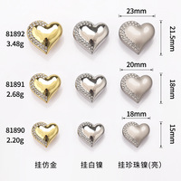 Kancing Logam Berbentuk Hati dengan Rhinestone Baru Grosir Kustomisasi Pabrik OEM