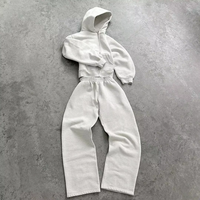 Ensemble sweat-shirt et pantalon de survêtement à jambes larges en deux pièces, poids moyen, unisexe, sweat-shirt à fermeture éclair surdimensionné personnalisé, écologique, 100% nylon, 500g