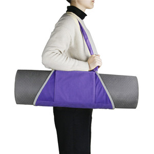 Bolsa de hombro para almacenamiento de colchoneta de Yoga, bolsa de lona portátil para Yoga, equipo de ejercicio y Fitness, color gris, morado, color sólido - Product Image 1