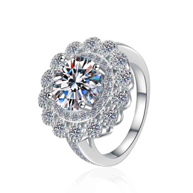 Personality Fine Jewelry Flower Shape S925 Sterling Silver 1/3ct