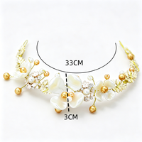 Serre-tête de mariée vintage baroque en feuille d'or avec fleurs, diadème élégant en perles d'eau douce pour mariage et soirée