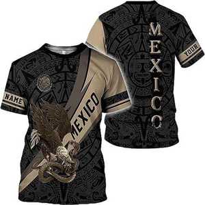 T-Shirt 3D Personalizzata Messicana con Design Aquila Azteca e Opzione Nome Personalizzato - Product Image 1
