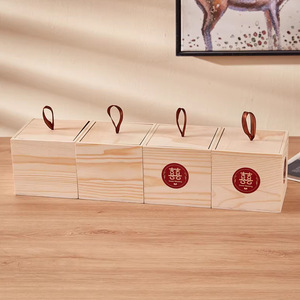 Caja cuadrada de madera de pino con tapa, caja de almacenamiento de dulces de madera maciza para embalaje de regalos de boda - Product Image 2