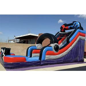 Tobogán Acuático Inflable para Jardín con Consola de Juegos, Castillo Hinchable Comercial de PVC, Tobogán Acuático Inflable con Soplador - Product Image 3