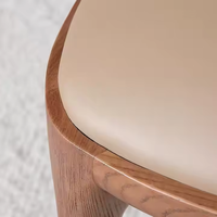 JP Nordic Chaise de salle à manger en cuir de luxe léger en bois massif en frêne Chaise en cuir design simple et moderne