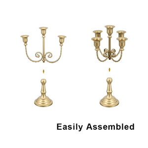 3 Arm 5 Arm <strong>Rustic</strong> Long Stemmed Taper Candle Holder <strong>Centerpieces</strong> for <strong>Wedding</strong> Table Candelabra with Hurricane - Product Image 5