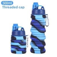 Bouteille d'eau de sport pliable en gel de silicone 500 ml, bouteille de voyage d'extérieur - Design créatif, 300 g, légère, unisexe
