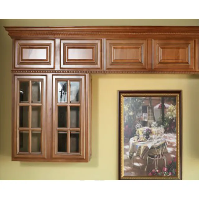 Kitchen Furniture Solid Wood Double Door Wall Cabinets American Wood Modern 3D Plywood 3 Years Comin Customized Size