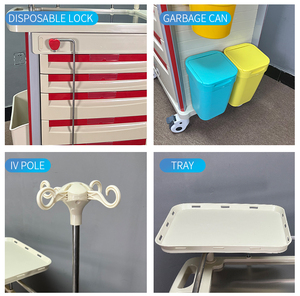 Chariot médical d'urgence pour perfusion, chariot d'hôpital de haute qualité avec tiroir, en <span class=keywords><strong>plastique</strong></span> et alliage d'aluminium, <span class=keywords><strong>colonne</strong></span> verticale, roulettes silencieuses - Product Image 2