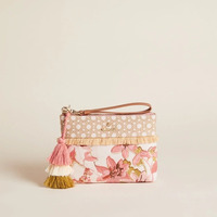 Pochette de luxe en paille tressée brodée pour rouge à lèvres et bijoux, sac de voyage portable pour soins de la peau, pochette de maquillage en coton pour femme