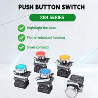 Interruptor de Botón Pulsador Momentáneo de Metal con Cabezal Plano Redondo de 22 mm, Serie XB4 1NO, Auto-Reinicio, Impermeable IP65