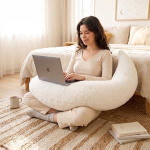Oreiller de maternité géant en forme de lune, coussin de soutien corporel en tissu doux avec couche d'air, oreiller d'allaitement et de grossesse pour femmes enceintes, oreiller en forme de C - Product Image 2