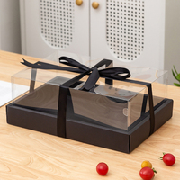 Vente directe d'usine, boîte à fruits et gâteaux avec couvercle transparent noir recyclable, avec laminage mat et revêtement UV pour les sushis et les aliments