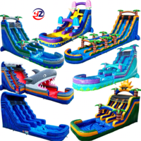Toboggan aquatique gonflable géant commercial de 40 pieds, motif 'Grape Crush', pour adultes, avec piscine de rebond imprimée, structure gonflable unisexe