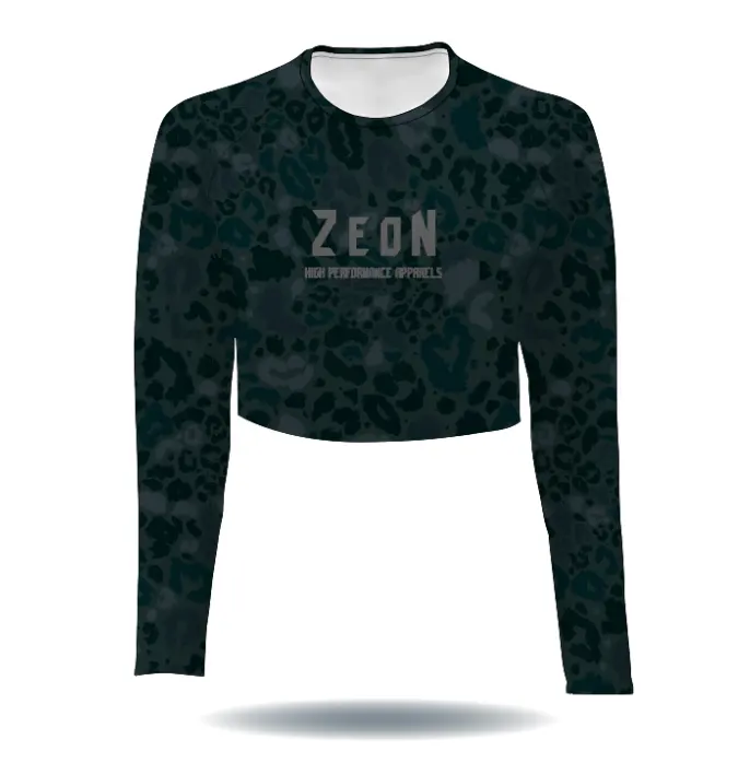 Super September promotion ladies shirts wholesale leopard print quick dry fishing shirts women crop top t shirts