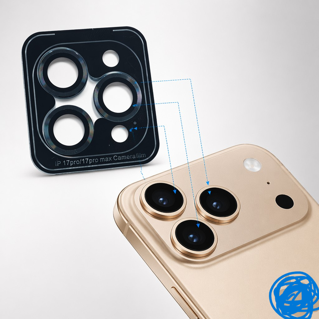 CD Texture Metal Ring Camera Lens Protector iPhone 17 Pro Max Alignment Frame One-Press Install 9H Anti-Scratch Wholesale