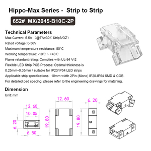 Conector <span class=keywords><strong>de</strong></span> tira LED sin soldadura <span class=keywords><strong>de</strong></span> 2 pines <span class=keywords><strong>de</strong></span> <span class=keywords><strong>conexión</strong></span> <span class=keywords><strong>rápida</strong></span> <span class=keywords><strong>de</strong></span> 10mm <span class=keywords><strong>de</strong></span> alta compatibilidad sin herramientas para tiras Mono IP20/IP54 SMD/COB <span class=keywords><strong>de</strong></span> 12V 24V - Product Image 3