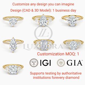 แหวนเพชรเพาะเลี้ยงทรงกลม Luxeora IGI Certified 1 กะรัต สี D ความสะอาด VS พร้อมเพชรประดับด้านข้างแบบฝังเพชร แหวนเพชรทอง 14K 18K - Product Image 2