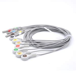 สายเคเบิล <span class=keywords><strong>ECG</strong></span> EKG แบบ 7 สาย สำหรับเครื่อง Holter ที่ใช้ได้กับ AHA Snap ตามมาตรฐาน DIN ของโรงงาน - Product Image 1