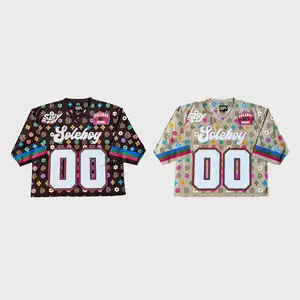 Custom Sublimation Oversized Boxy Tshirt Screen Print Letter V Neck Quick Dry Mesh Monogram Hockey Basketball SoccerJersey Men