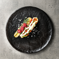 Vaisselle moderne en porcelaine, bol à sushi noir, vaisselle en céramique, assiette ronde pour sushi de restaurant japonais, plat de sushi