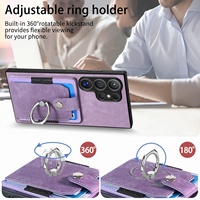 Étui de protection intégral pour téléphone avec support anneau et porte-cartes pour Samsung S26 Ultra S25 FE A56 M56 en cuir PU gaufré