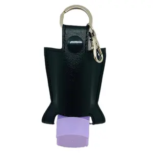 Custom Design Quick Release leather Inhaler Bottle Case Asthma Pump Holder With Key Rings