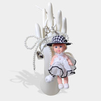Pendentif de sac tendance JS pour poupée mini blonde, breloque mignonne pour sac à dos, porte-clés, accessoire quotidien, cadeau de vacances