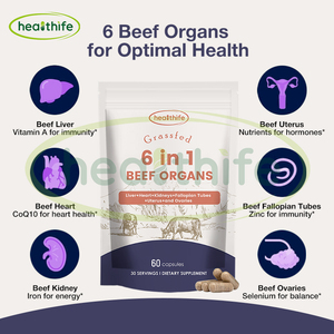 Suplemen Makanan Seimbang Wanita Heaithife Grass Fed 6 in 1 Kapsul Campuran Organ Sapi - Product Image 2