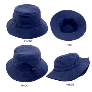 Wholesale Custom Logo Outdoor Summer 100%Polyester Waterproof Packable Bucket Hat Summer Beach Hat Outdoor Cap For Women Men