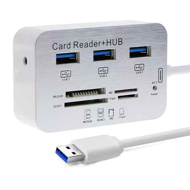Universal 7 in 1 Mini USB C Hubs 3.0 Multifunction USB Type-C With 3 Ports SD/TF Card Reader Type-c HUB  for Macbook/Mobile