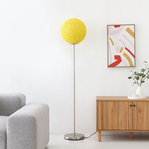 Lampe sur pied moderne contemporaine de style chinois <span class=keywords><strong>abat</strong></span>-<span class=keywords><strong>jour</strong></span> en rotin avec cordon en coton LED décoration intérieure sol Lamp-E26/E27 Base - Product Image 1