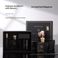 Coffret Cadeau d'Arômes Sans Flamme d'Inspiration Luxe, Diffuseurs à Bâtonnets en Pierre de Cristal, Accents Noirs Profonds et Dorés, Cadeaux Longue Durée