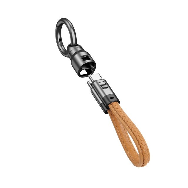 Cable De Charge Pd240W Leather Lanyard Keychain Data Cable for Apple Android Mobile Phones Type-C Braid Shielding for Charging