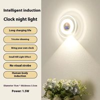 2025 capteur de corps humain intelligent mur LED lampe télécommande horloge blanc chaud nuit charge projecteur batterie pour chambre chevet