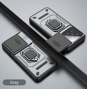 Étui de téléphone de luxe PC+TPU avec fenêtre coulissante, anneau magnétique, béquille et support de voiture pour iPhone 14 Pro 5G, Redmi Note 12 Pro et série 15 - Product Image 1