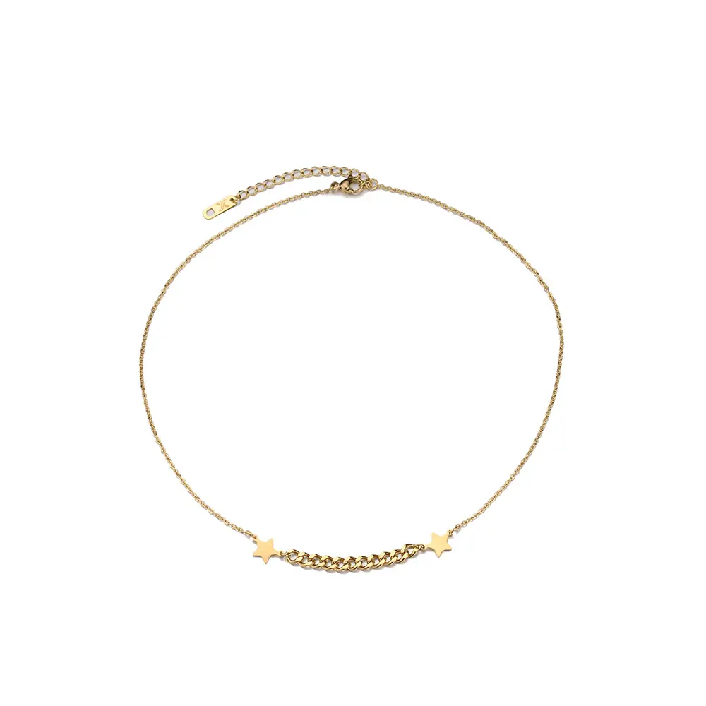 Colar de pingente minimalista feminino, pingente fofo minimalista em aço inoxidável banhado a ouro, delicado com estrela