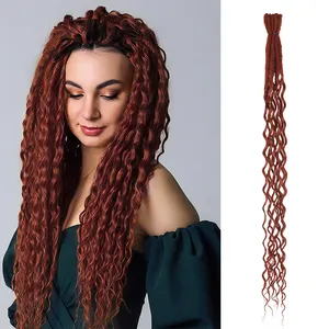 Wholesale Synthetic Double Ended Dreadlock Extensions 24inches 5 Strands Soft Reggae Dreadlocks Extensions with Loose Wavy Ends