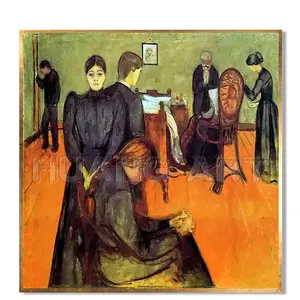 高技能画家手绘著名人物油画画布爱德华·芒克壁画艺术参观病人