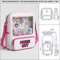 Tas Selempang Ita Bag Claw Machine Pink PU Unik Kustom dengan Jendela PVC Transparan yang Dapat Dilepas untuk Menampilkan Pin, Cocok untuk Cosplay Anime