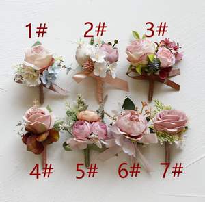 All'ingrosso sposa sposo matrimonio festa del ballo di fine anno del fiore artificiale fagiolo rosa serie spilla fiore spalla fiore corpetto fiore - Product Image 2