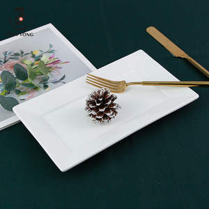 Dian Tong 9/12/18/<span class=keywords><strong>20</strong></span> inci Hotel katering Logo kustom keramik putih persegi panjang piring makan malam porselen pencuci piring aman - Product Image 4