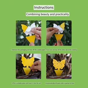 Piège à mouches collant jetable en plastique multi-formes jaune pour fruits/plantes, attrape-insectes, lutte antiparasitaire - Product Image 2